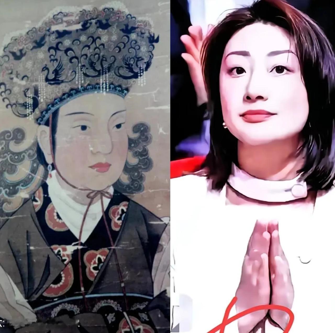 左边的是武则天画像，
右边的是宗馥莉，
感觉两个人很像，脸型，鼻子，美貌，皮肤，