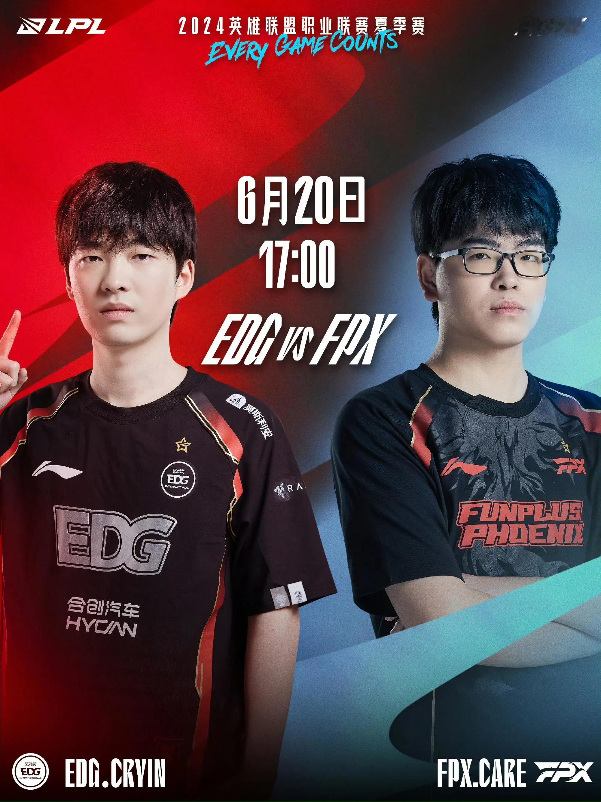#Uzi老头杯投票AD位第一##英雄联盟# EDG对战FPX赛前海报：勇往直前势