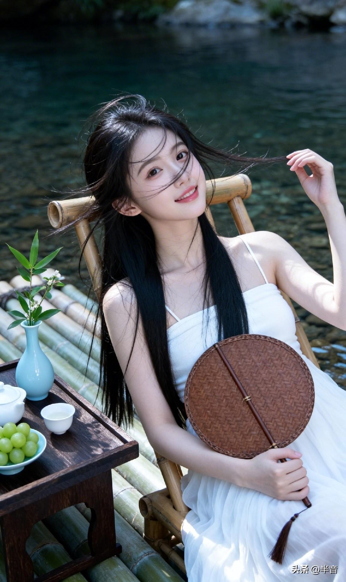 国风美少女
溪水潺潺，茶香袅袅🍵
偷得浮生半日闲