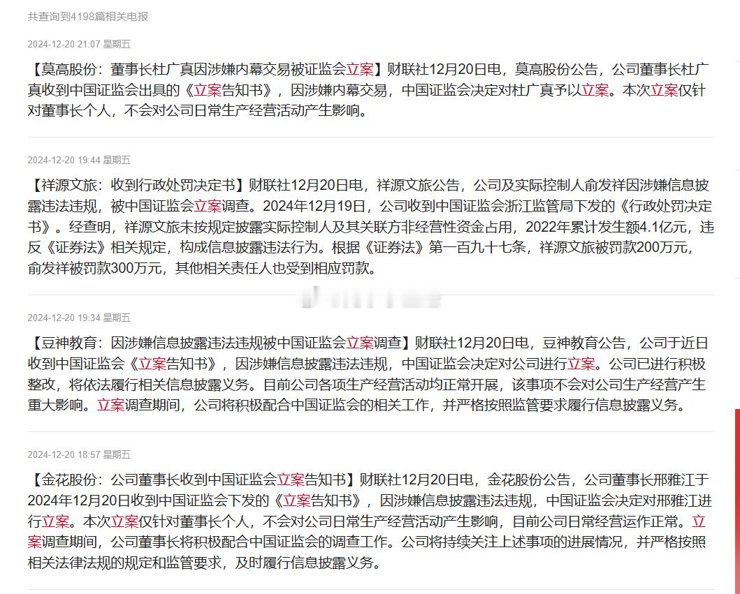 年底了，A股被立案调查的开始多起来了 