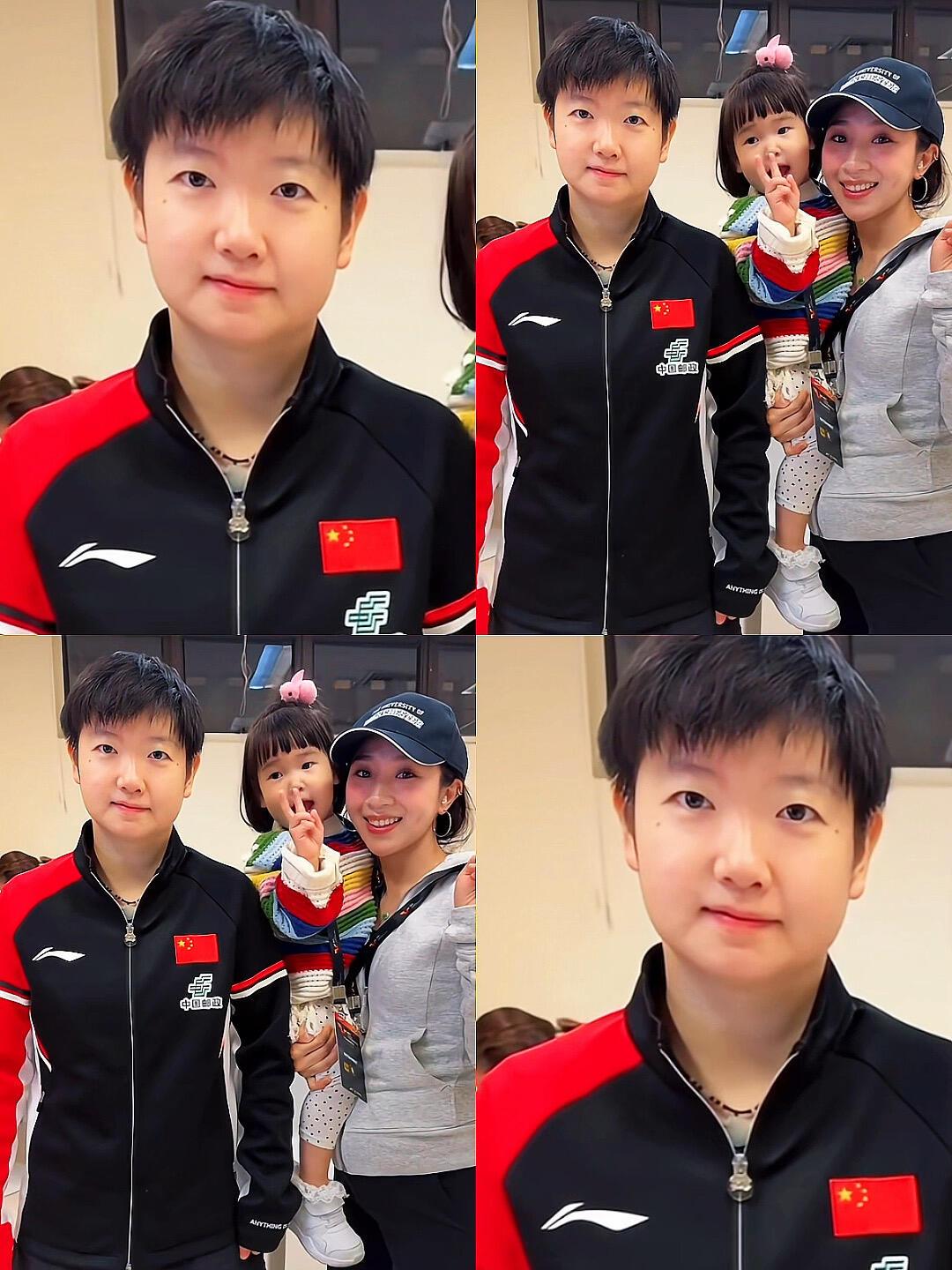 又被孙颖莎可爱到了，这么大的可爱童年模样，拍照知道睁大眼睛，不乱动！
莎莎和小朋