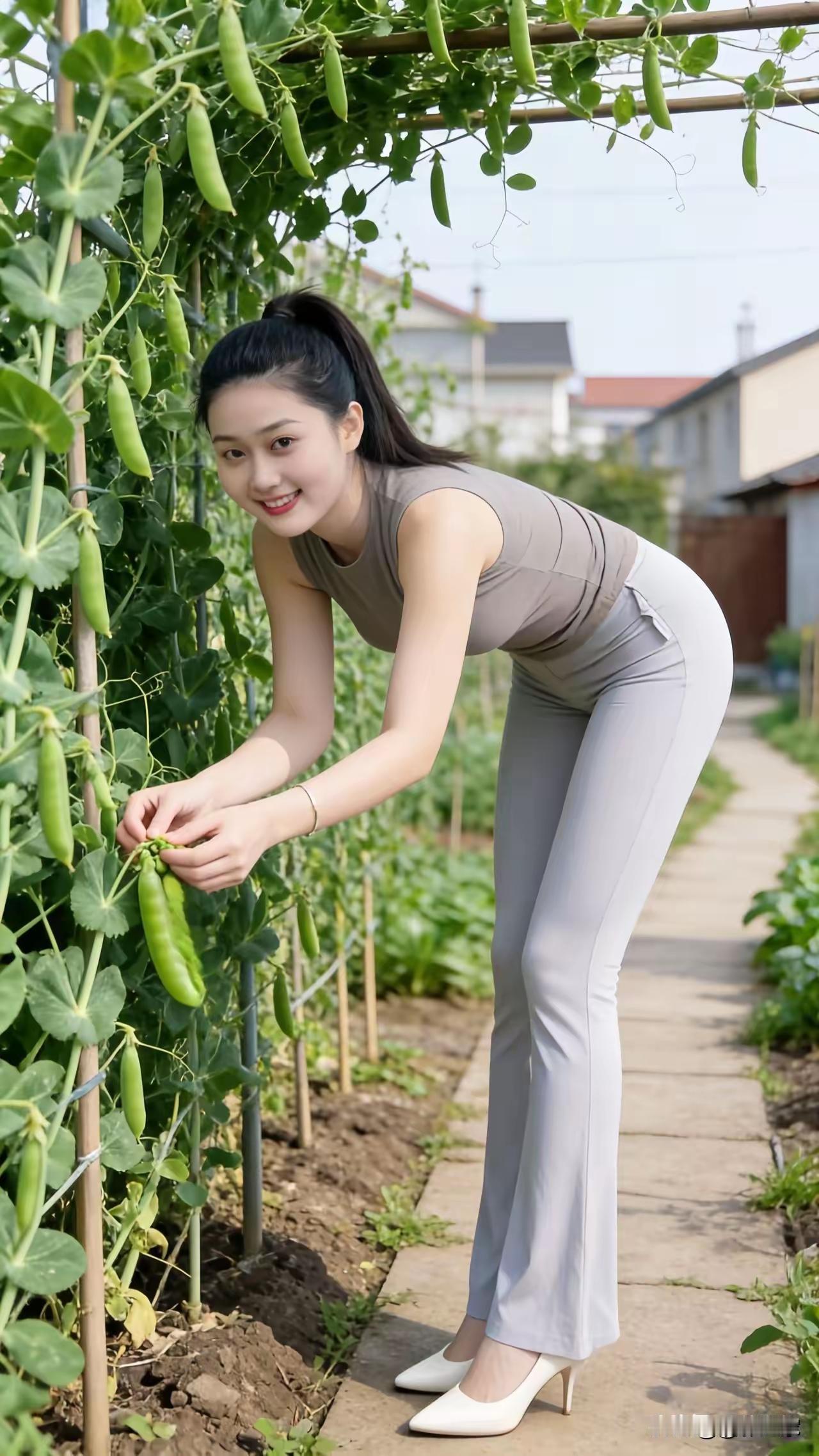 分享几张家乡的田野照片地地道道的农村姑娘看看她们的丰收果实，有人一喜欢吗
