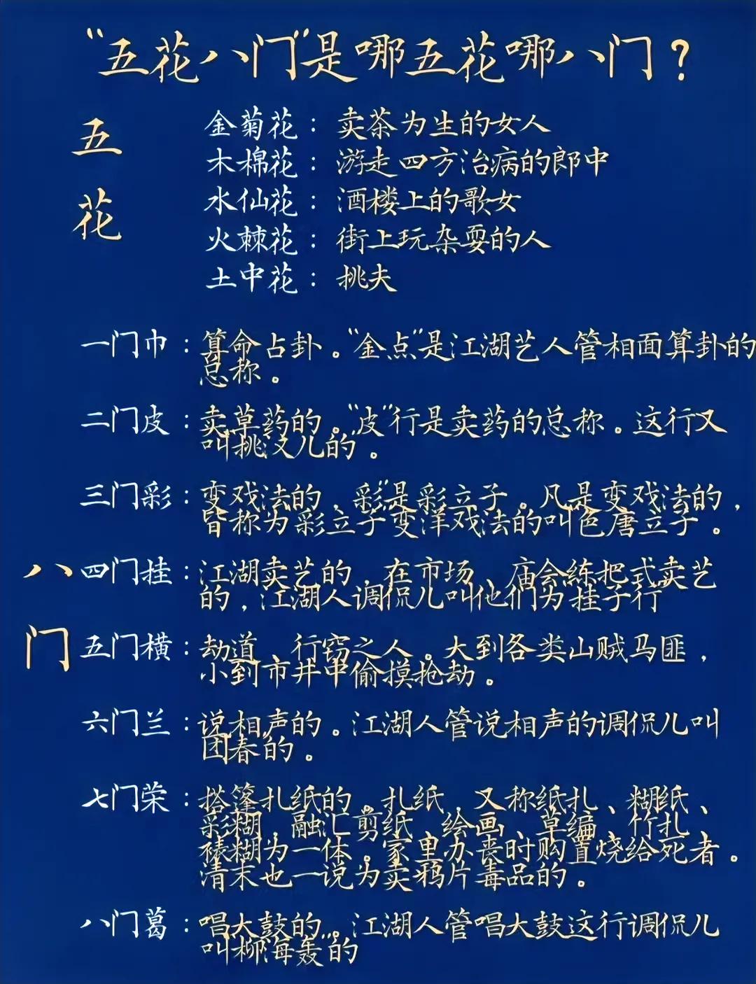 总听人说五花八门，究竟什么是五花八门呢？普及一下这个中国文化历史知识。