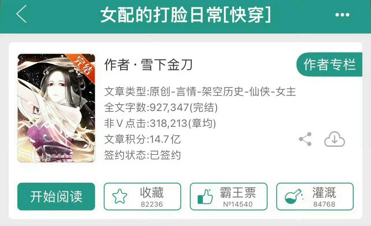 小说推荐：《女配的打脸日常》 作者:雪下金刀简评：洒脱坚强女主，快穿，女配逆袭，