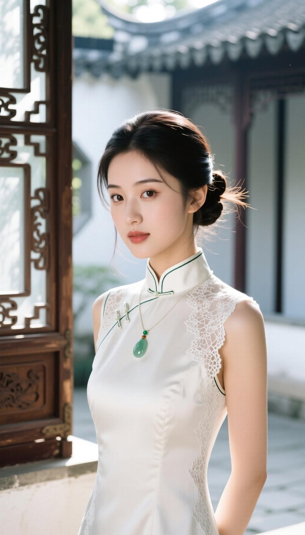 青丝绾发，玉佩相随。