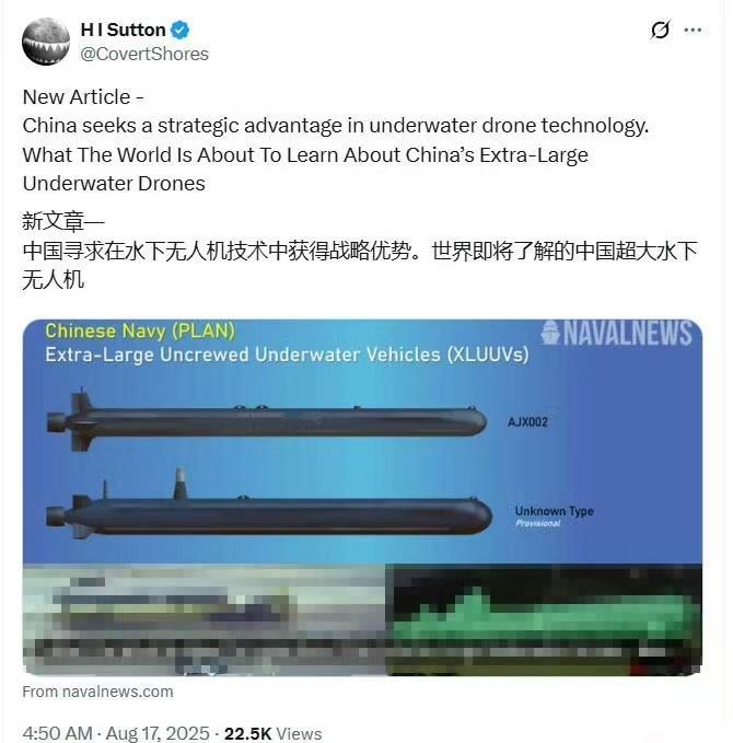 这什么东西啊？水下无人机，什么意思？18米长的东西，水下无人机，到处乱游，发现目