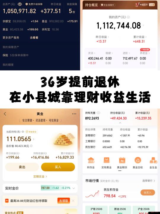 4.21日在小县城靠理财生活。