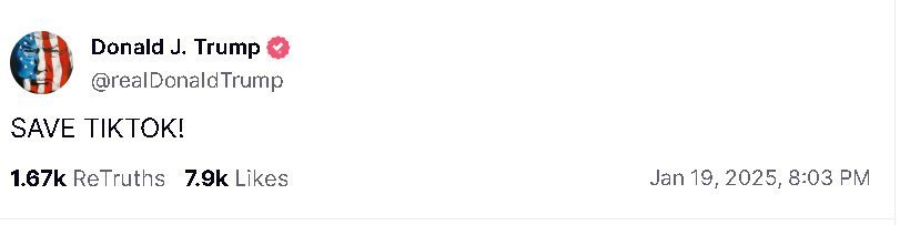 特朗普发帖呼吁挽救TikTok   没有人比懂王更懂流量了，毕竟懂王也是TIKT