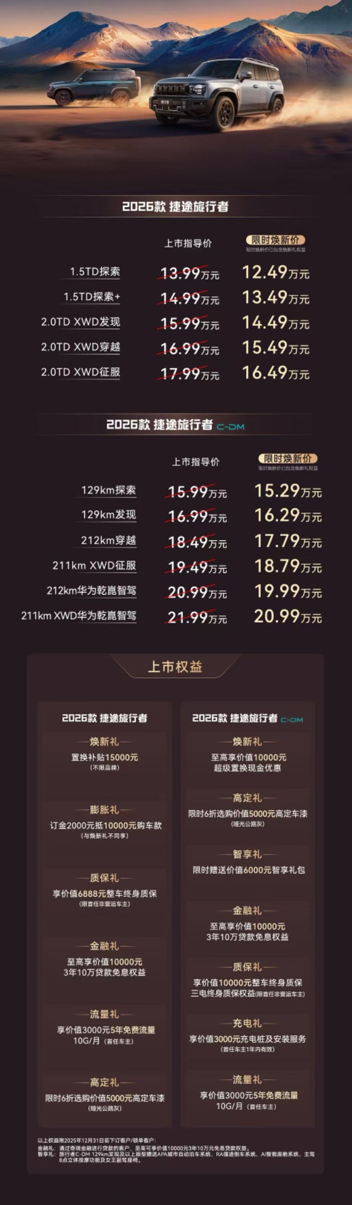 2026款捷途旅行者核心改进集中在产品线整合及外观、动力、内饰配置等方面（比友商