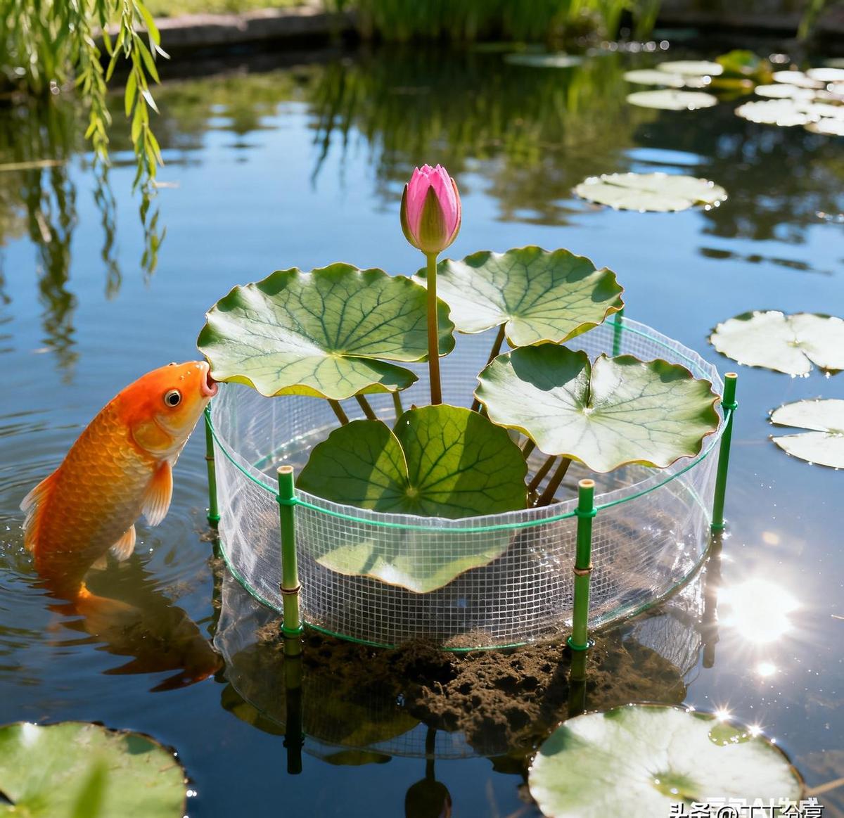 锦鲤啃睡莲，真不是闹着玩的。
一不小心，花花草草全被吃光。
别急着骂鱼，这事儿得