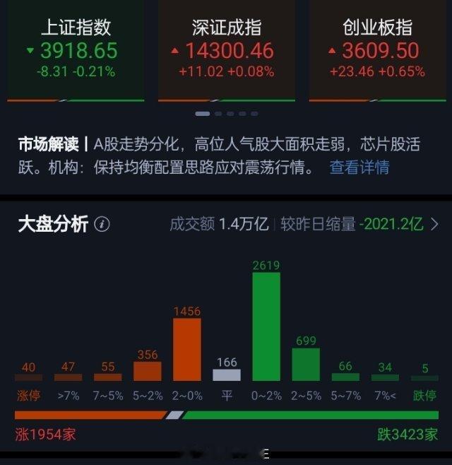 沪指早间震荡调整，创业板指冲高回落。午间收盘沪指跌0.21%，深证成指涨0.08