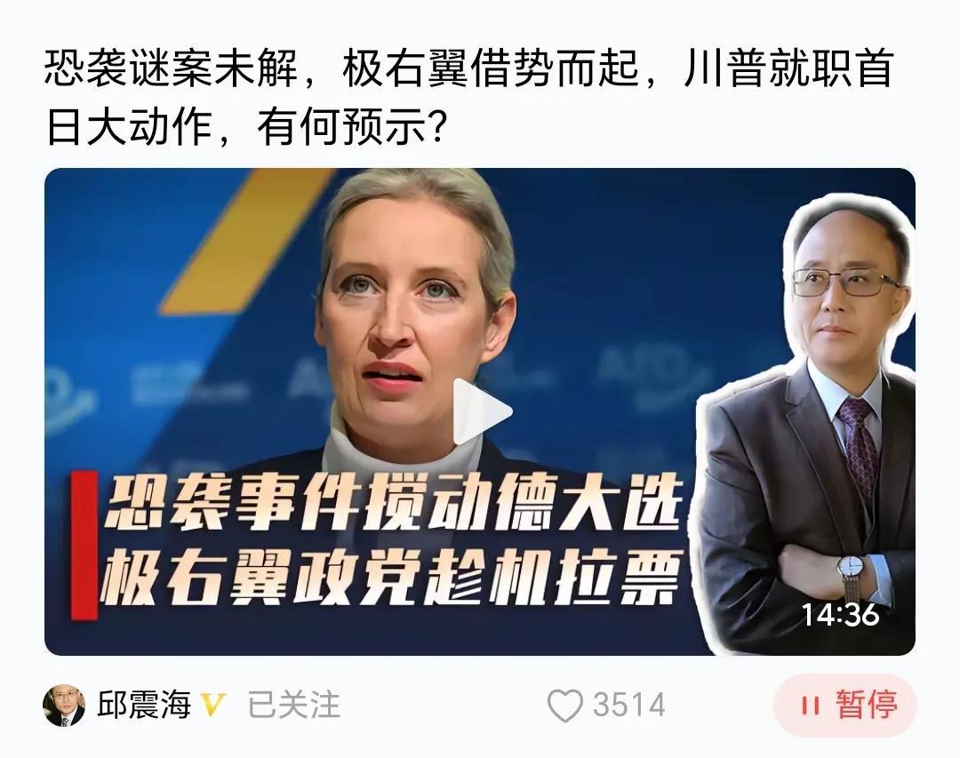 邱震海说，很多中国网民将德国选择党的魏德尔奉为神明，甚至奉为女神？？？？！！！！