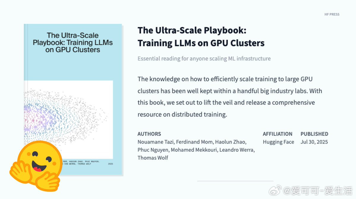 The Ultra-Scale Playbook 是 Hugging Face 