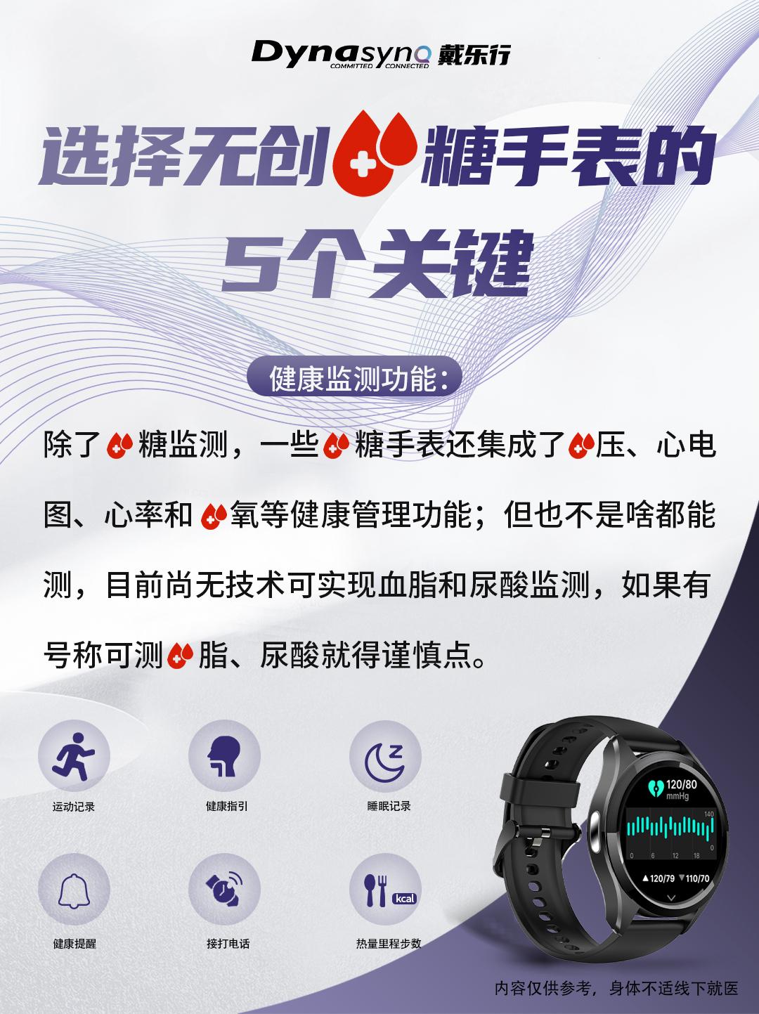 腕上健康监测好帮手，日常控糖真省心。戴乐行无创血糖手表