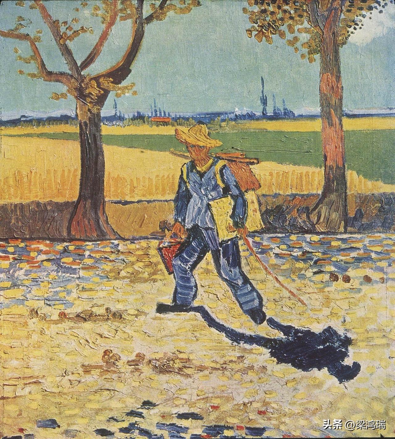 1888年，文森特·凡·高画了一幅他自己步行去工作的自画像。这是他一生中唯一几次