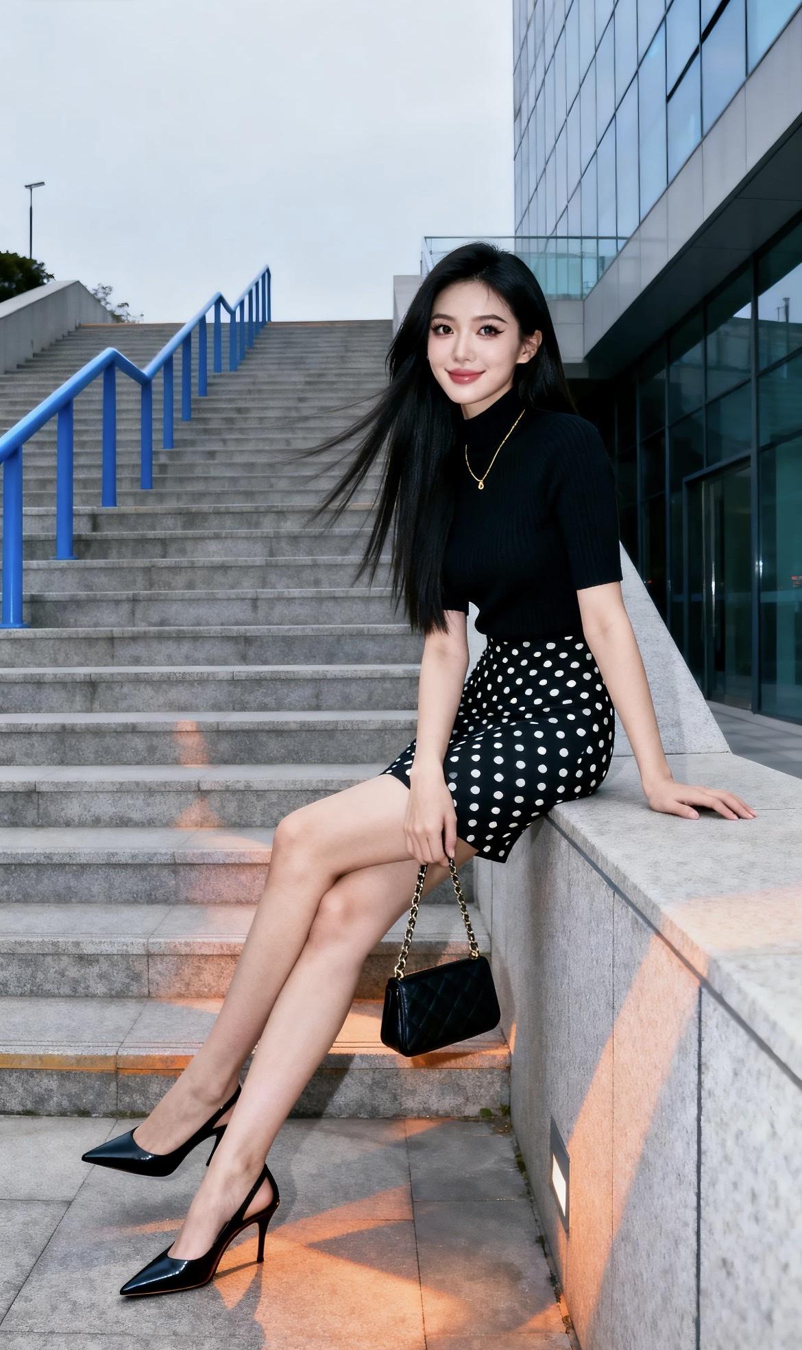 气质穿搭、华裳温婉、穿搭别致、配色耐看、剪裁合身、装束清雅、衣影嫣然、仪态温婉。