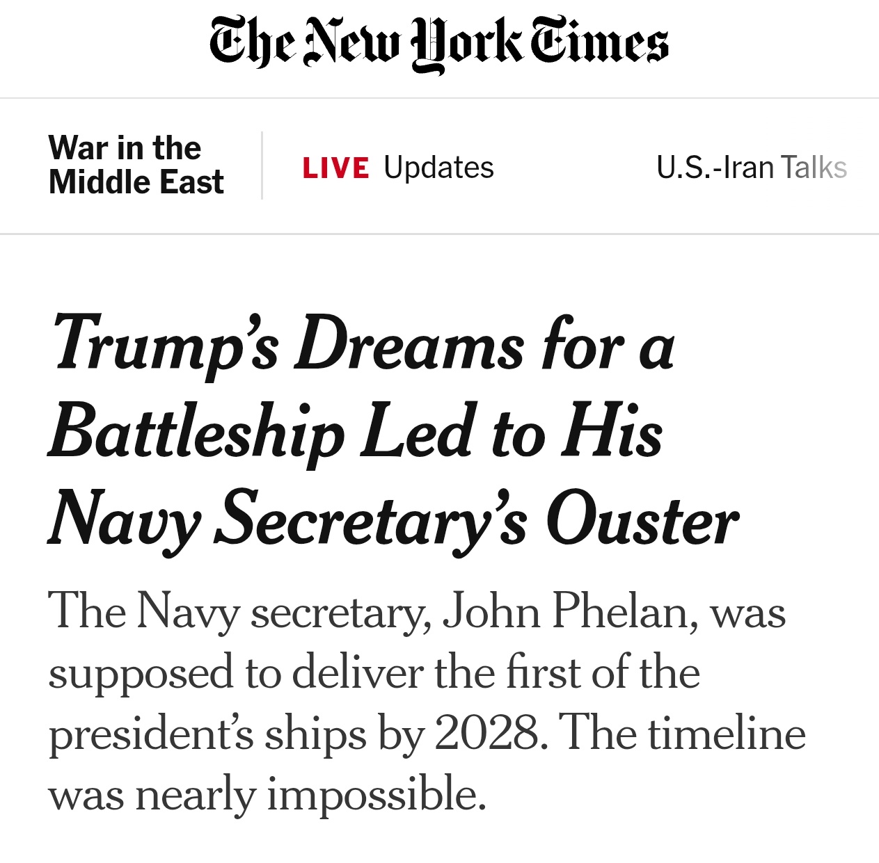 NYT震撼首发：特朗普要求海军需在2028年交付特朗普级战列舰首制舰，竟然不许，