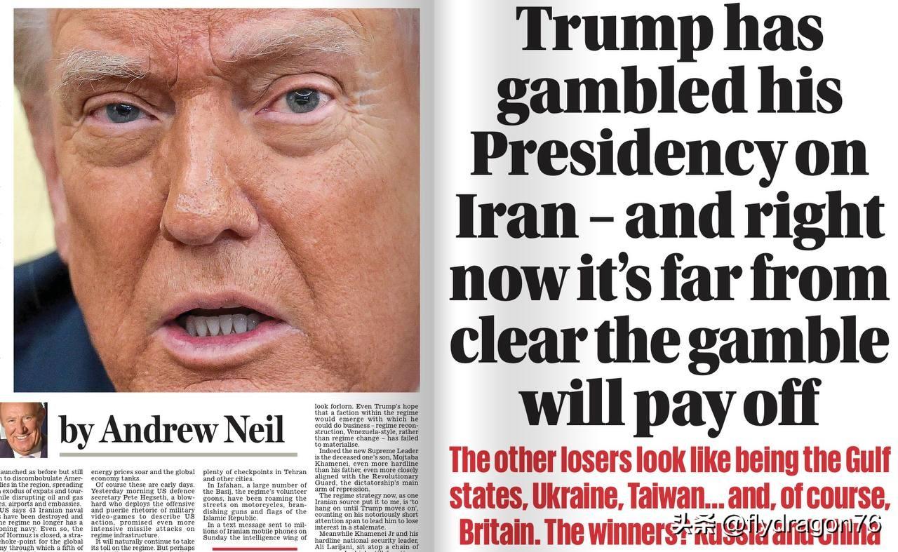 “特朗普将自己的总统宝座押在了伊朗问题上，但这场豪赌能否成功远未可知。” 英国著