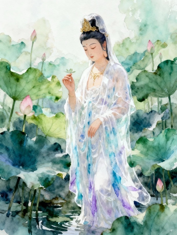 观音菩萨庇佑，莲开福至，心净身安，灾厄远离，岁岁无忧，喜乐绵长。 ​​​