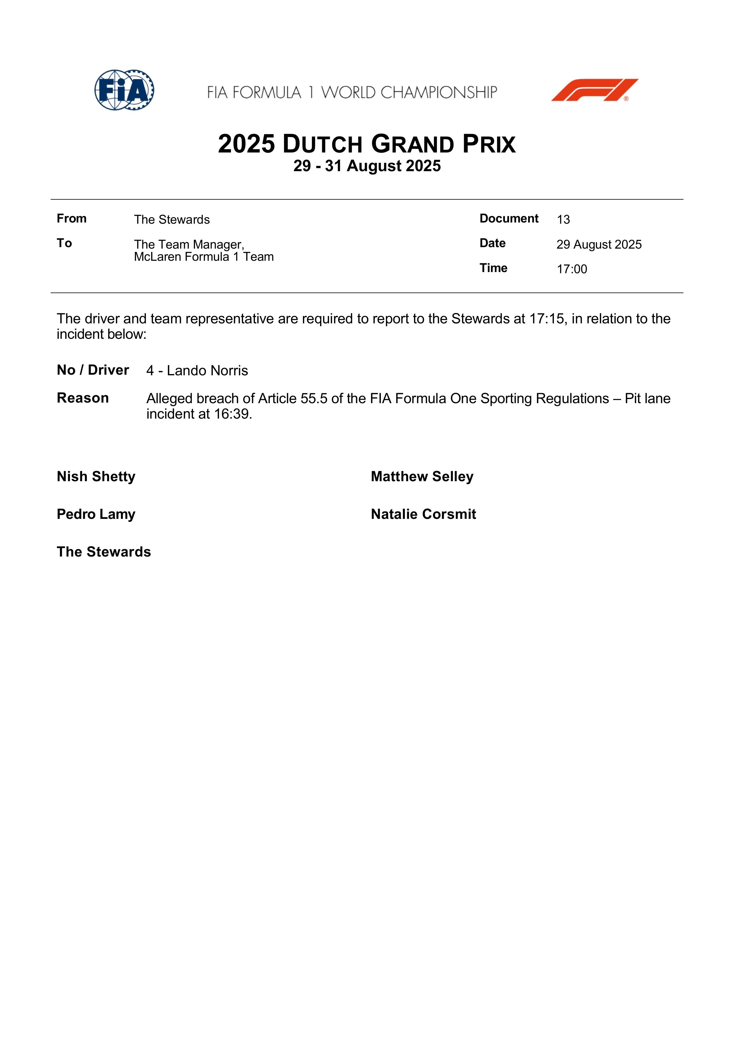 赛会仲裁也没睡醒，传唤错人了喂！？F12025F1荷兰大奖赛 ​​​​