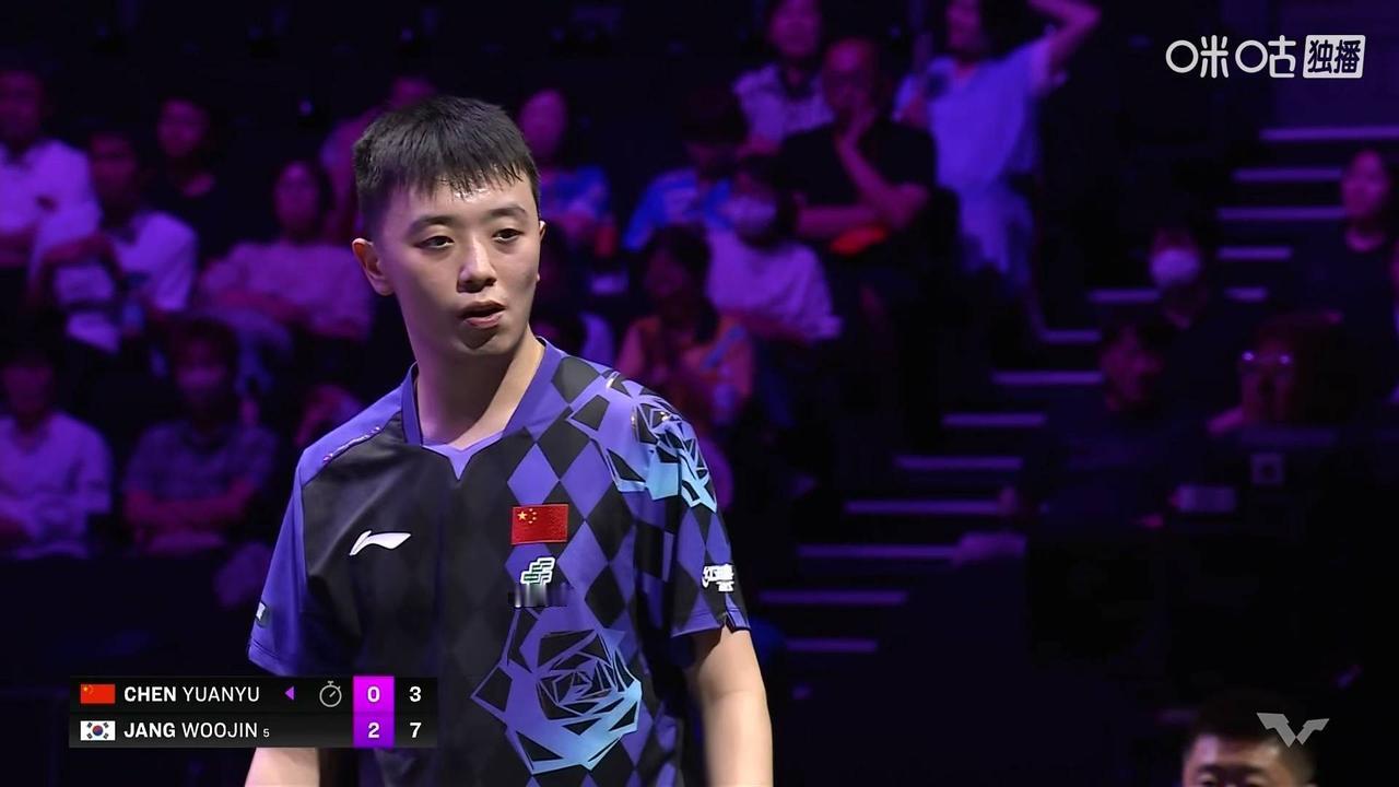 男乒全部出局，最后的希望陈垣宇0：3输给了张禹珍，全员止步16强。
      
