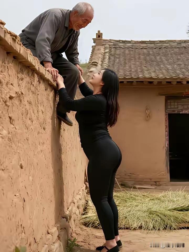 《感人》

老伴外出大门锁，

隔壁邻居电着火。

大爷知情翻墙过，

帮忙灭火