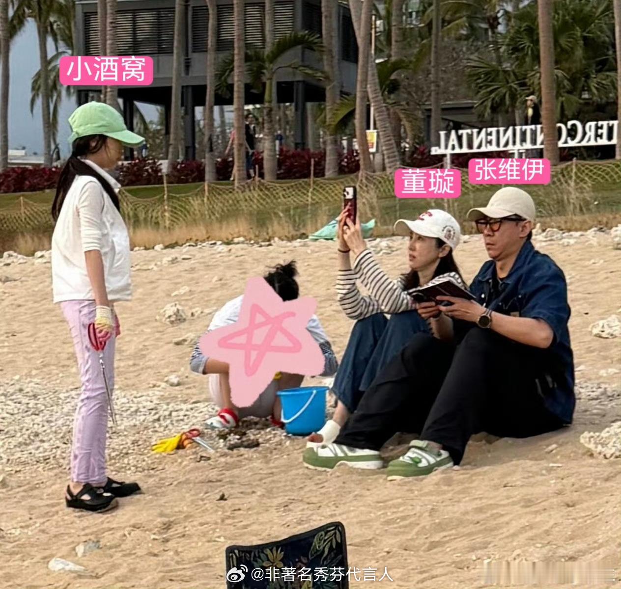 董璇张维伊带小酒窝抓螃蟹一家三口看起来很幸福啊 