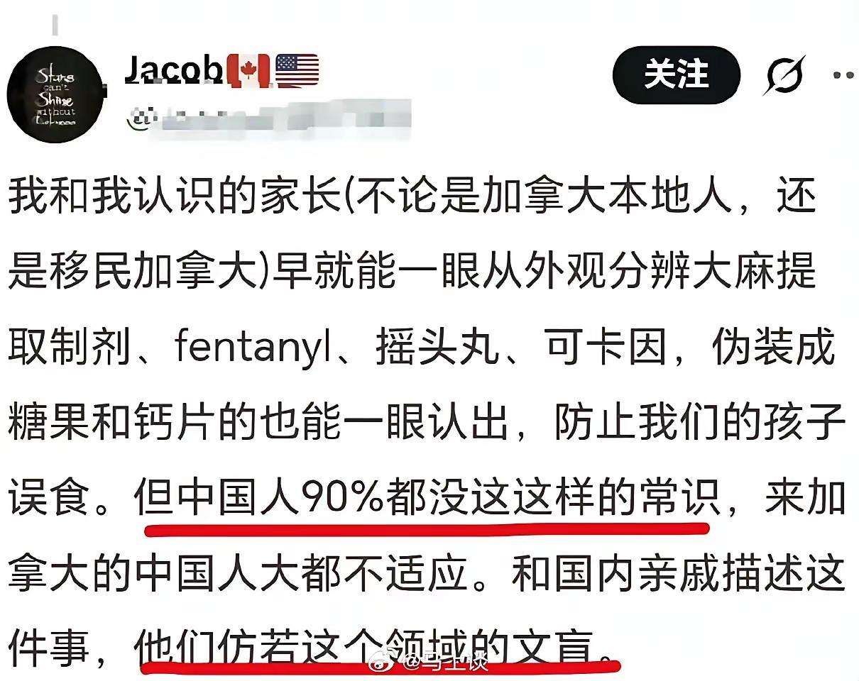 这个加拿大华人炫耀加拿大人一眼就能分辨出毒品的种类，还嘲笑中国人是毒品这个领域的