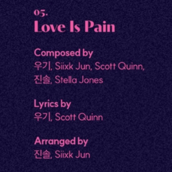 宋雨琦 自作曲’Love Is Pain’ 词曲一作 