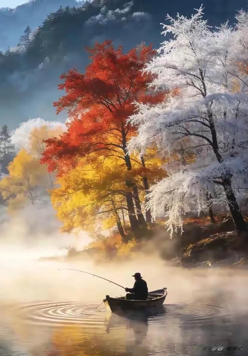 上联：一竿垂钓晨中雾
下联：满湖仙境倒影里