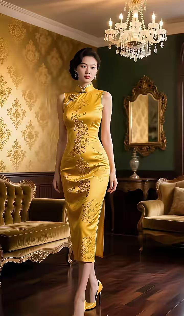 清江引·旗袍雅韵
绫罗巧剪身姿俏，
盘扣情丝绕。
高衩梦幽藏，
轻裾仙姿耀。
复