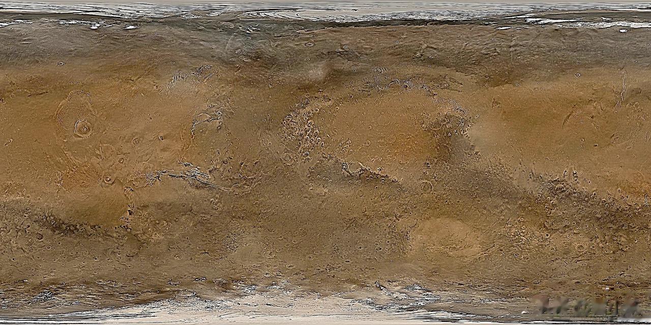 火星全地形影像图发布，是由我国“天问”一号火星轨道器拍摄合成的。超期服役的“祝融