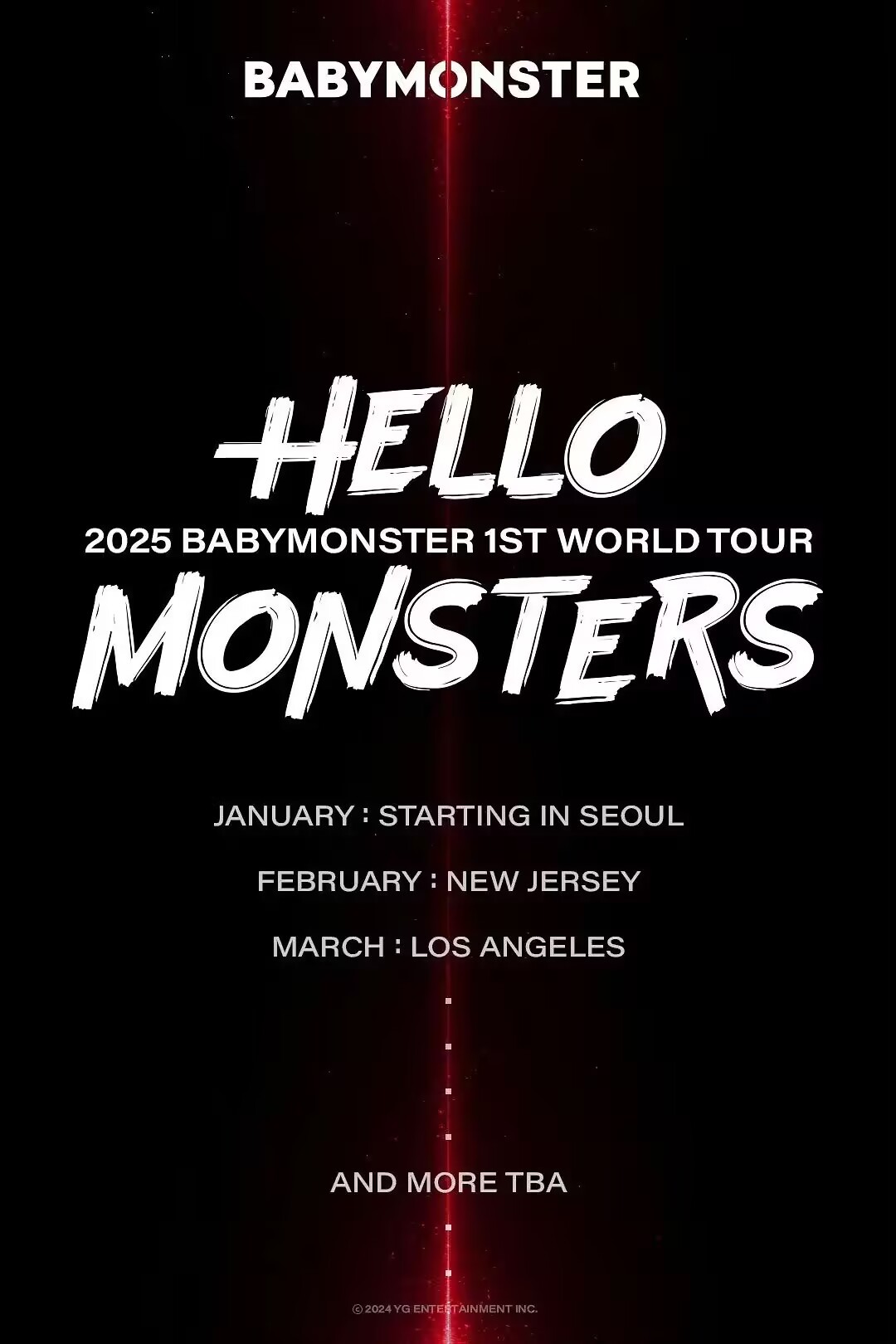 BABYMONSTER官宣世巡 BABYMONSTER明年一月开启世巡  