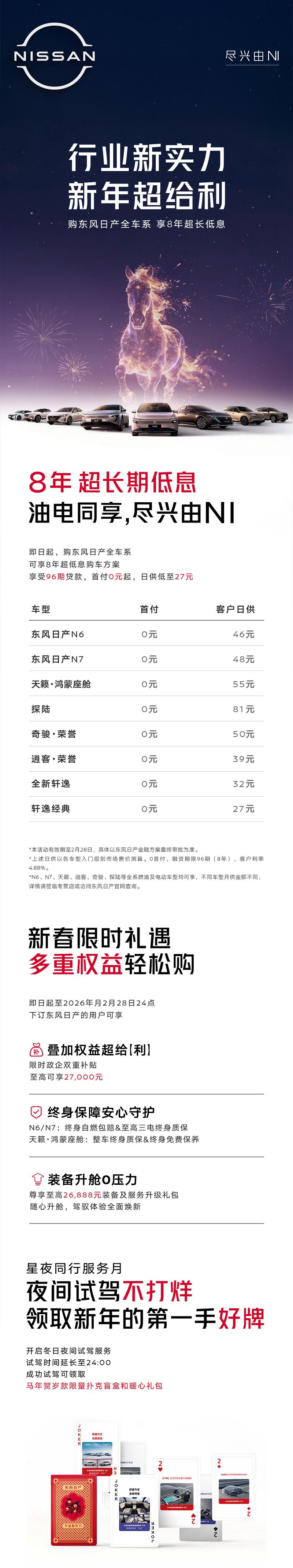 东风日产全系推出8年超长低息 日供低至27元
