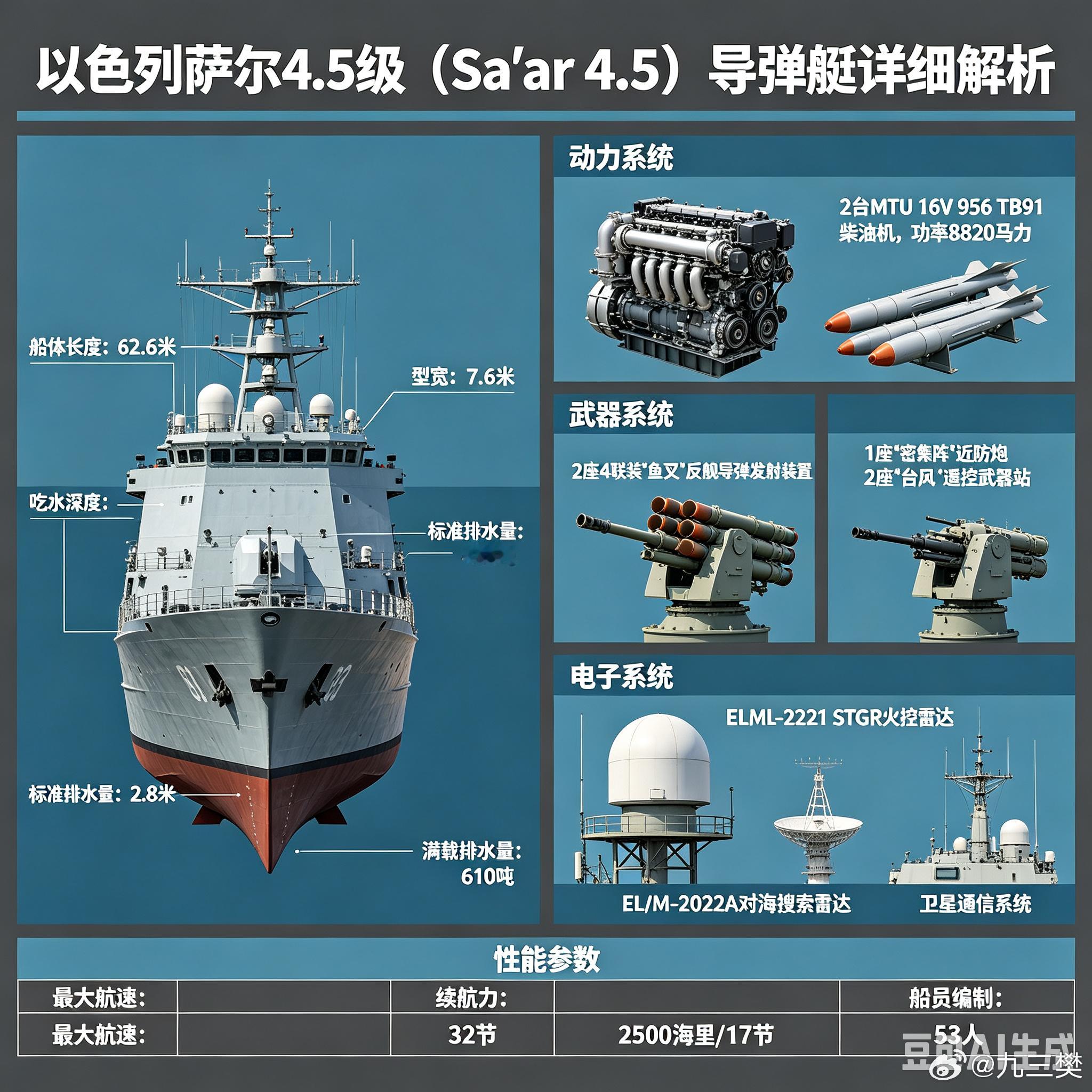 军事ai新视野 以色列萨尔4.5级（Sa'ar 4.5）导弹艇ai热力追踪 以色
