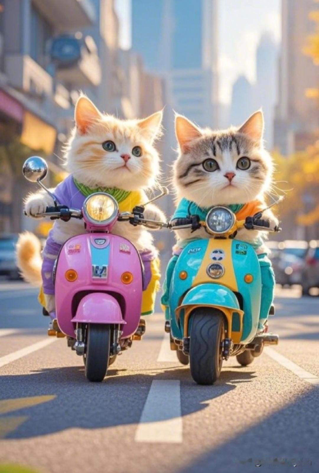 家有两只小猫，
一只黄白，一只黑白，
刚回来的时候，
小黑猫体型是明显瘦一圈的，