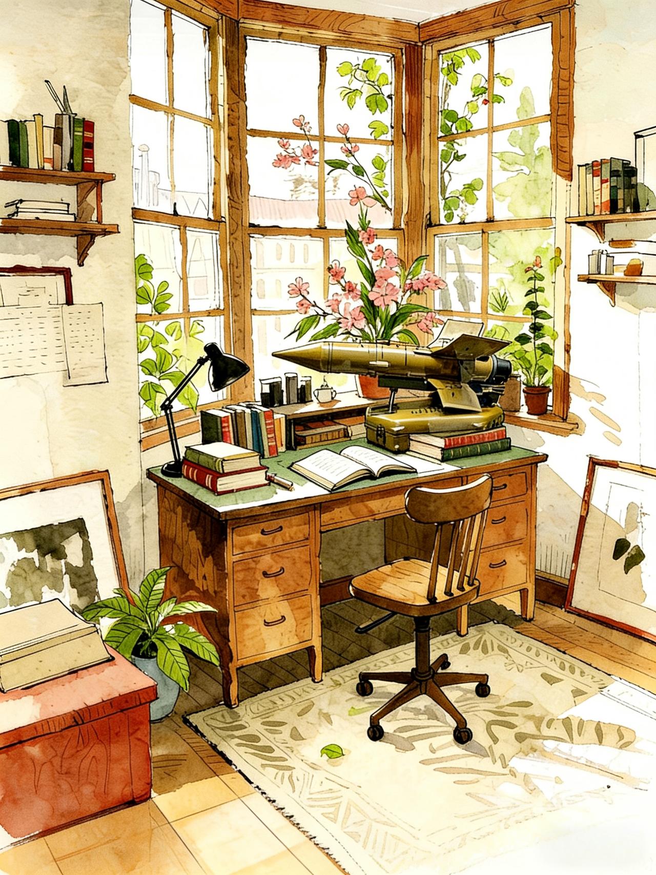 书桌上摆着红箭73反坦克导弹模型，一下就把人拉进那段热血岁月。1979年，面对苏