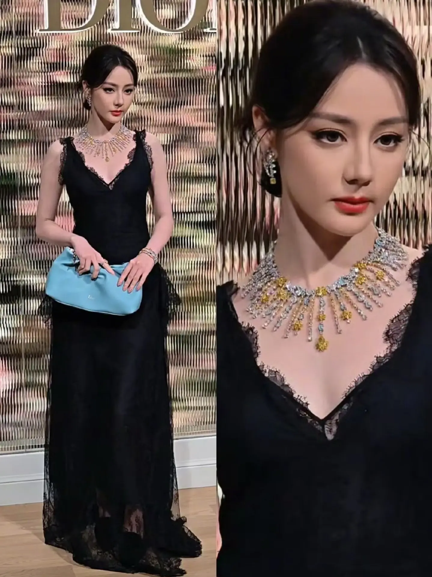 迪丽热巴dior苏州晚宴。迪丽热巴佩戴dior高级珠宝💎出席dior苏州晚宴