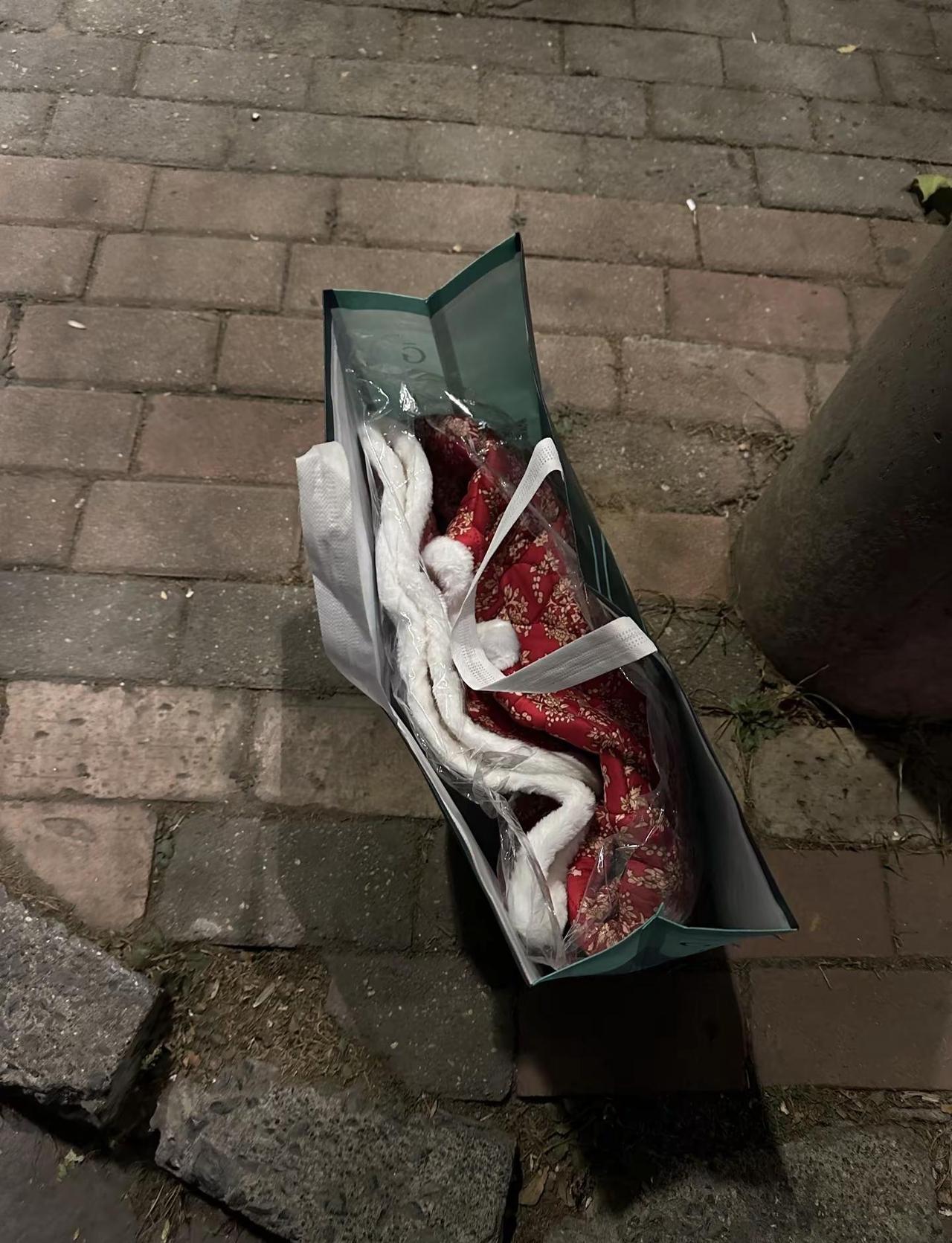 谁买了准备跨年穿的大红袄，在郑州海洋馆那从电车上掉下来了，叫都没叫住，我给你放公