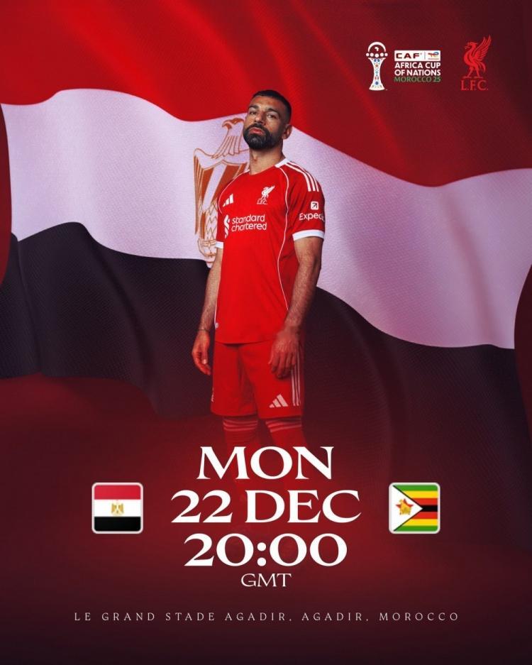 利物浦官方社媒晒萨拉赫海报，预热埃及队非洲杯首战北京时间明天凌晨，埃及将在非洲杯