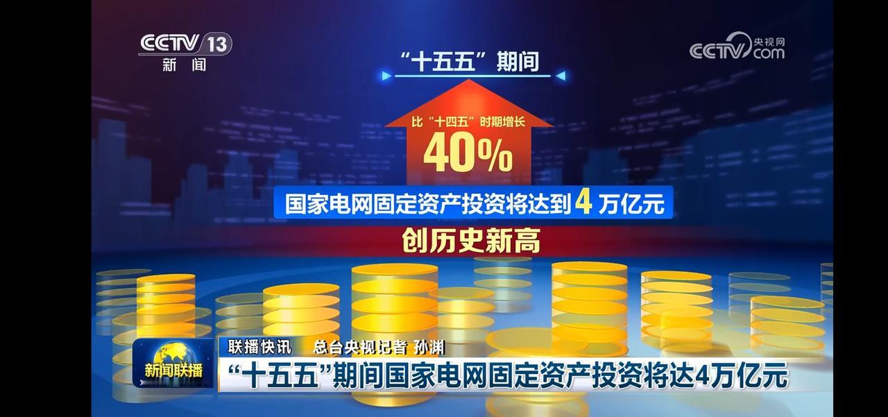 “十五五”期间国家电网投资再创新高，达4万亿元！