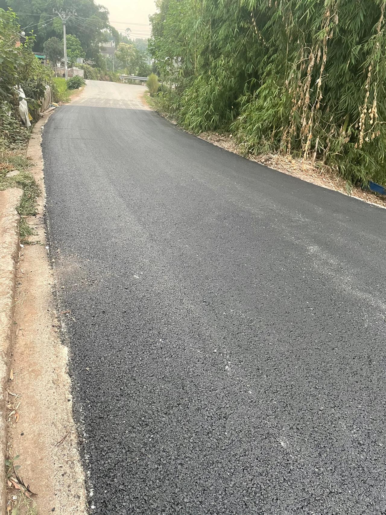 老家公路
        ——南木子
老家公路做翻修，
沥青铺好地面柔。
只因国