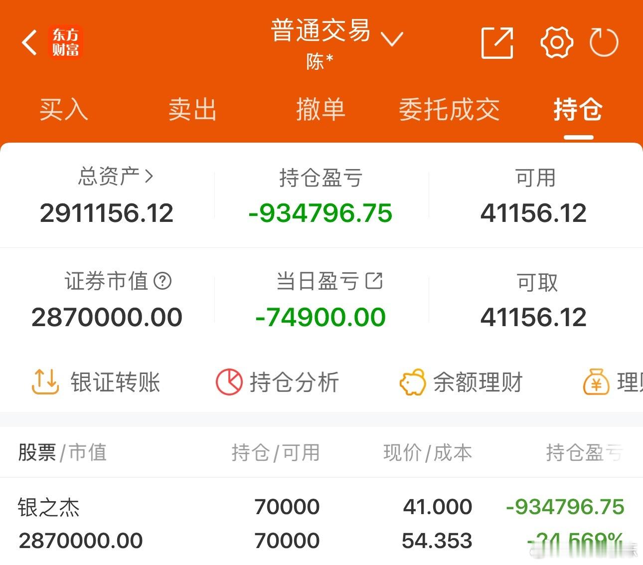 50w实盘挑战一年做到300w（第348天）总资产：291.1万收益：-7490