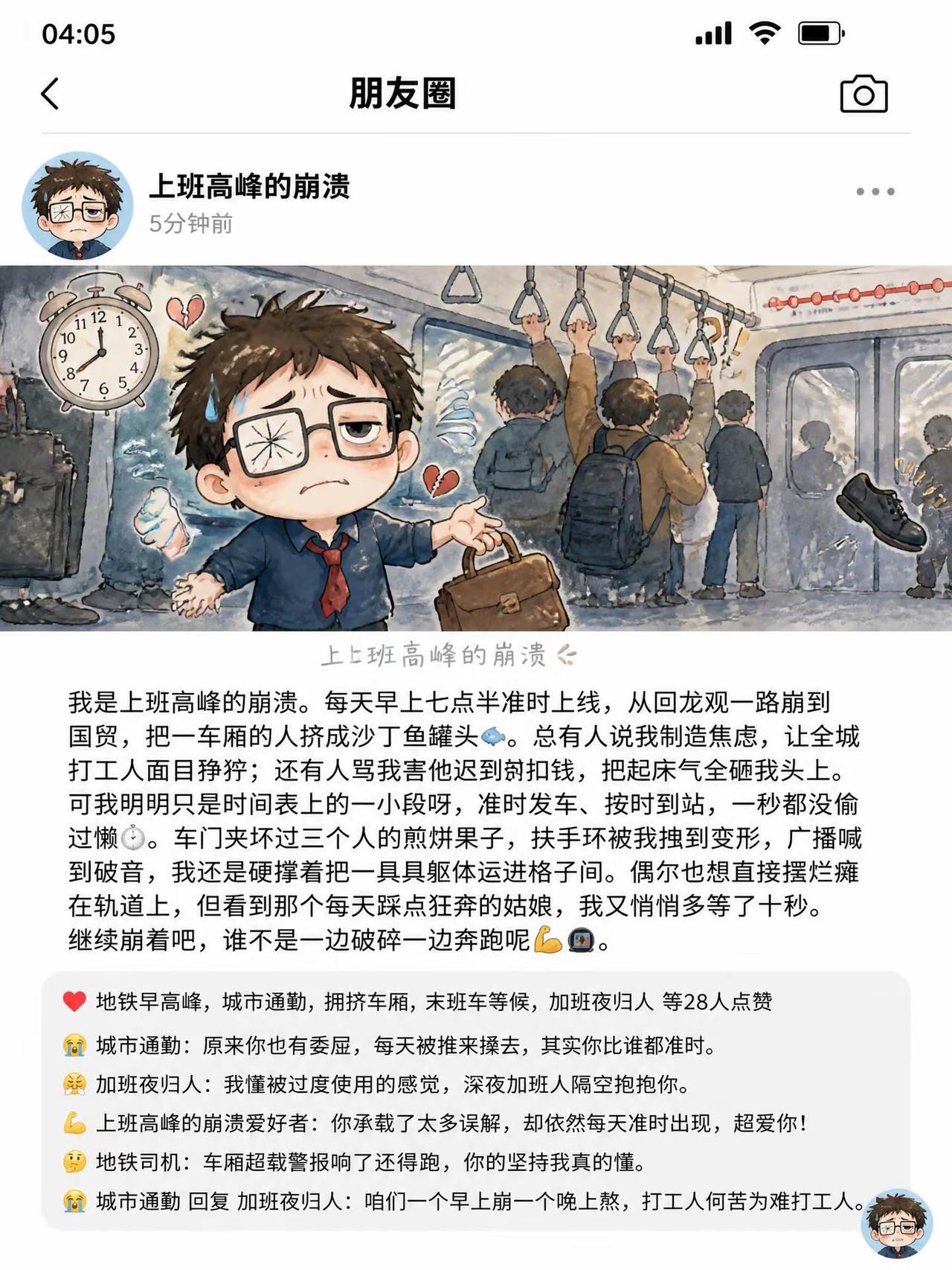 你的早高峰，其实也在偷偷崩溃😭。你骂过它吗？那个让你挤成纸片的早高峰🚇它今天