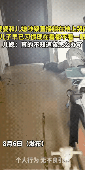 婆婆行为太可笑了

看了这个视频，感到不可思议，一个婆婆和儿媳妇吵架了，婆婆躺地