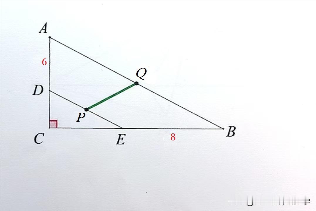 中考数学必刷题，几何题：
如图所示，在△ABC中，∠C=90°，点D、E分别在A