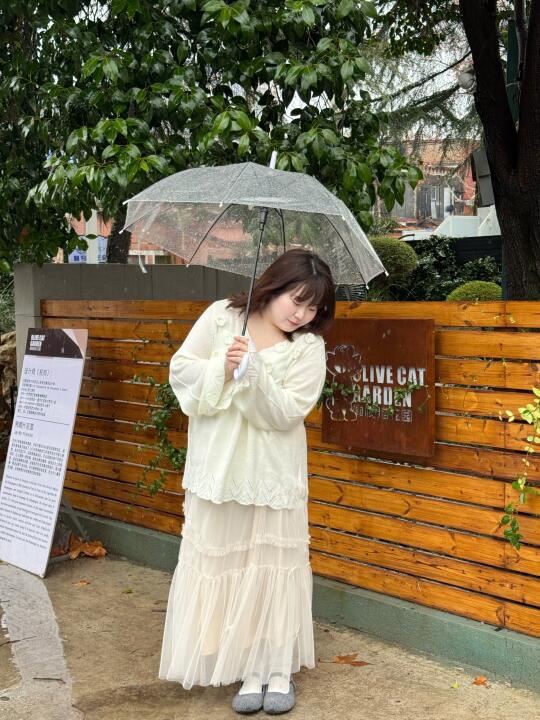 160斤胖女孩初春穿搭🌧️针织和纱裙的氛围感
