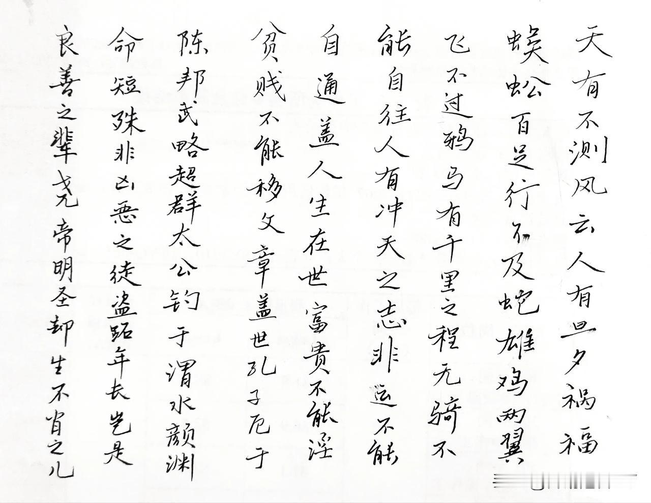 硬笔书写《寒窑赋》，人有冲天志，非运不自通。
失意之时，无助之时，不妨读读《寒窑