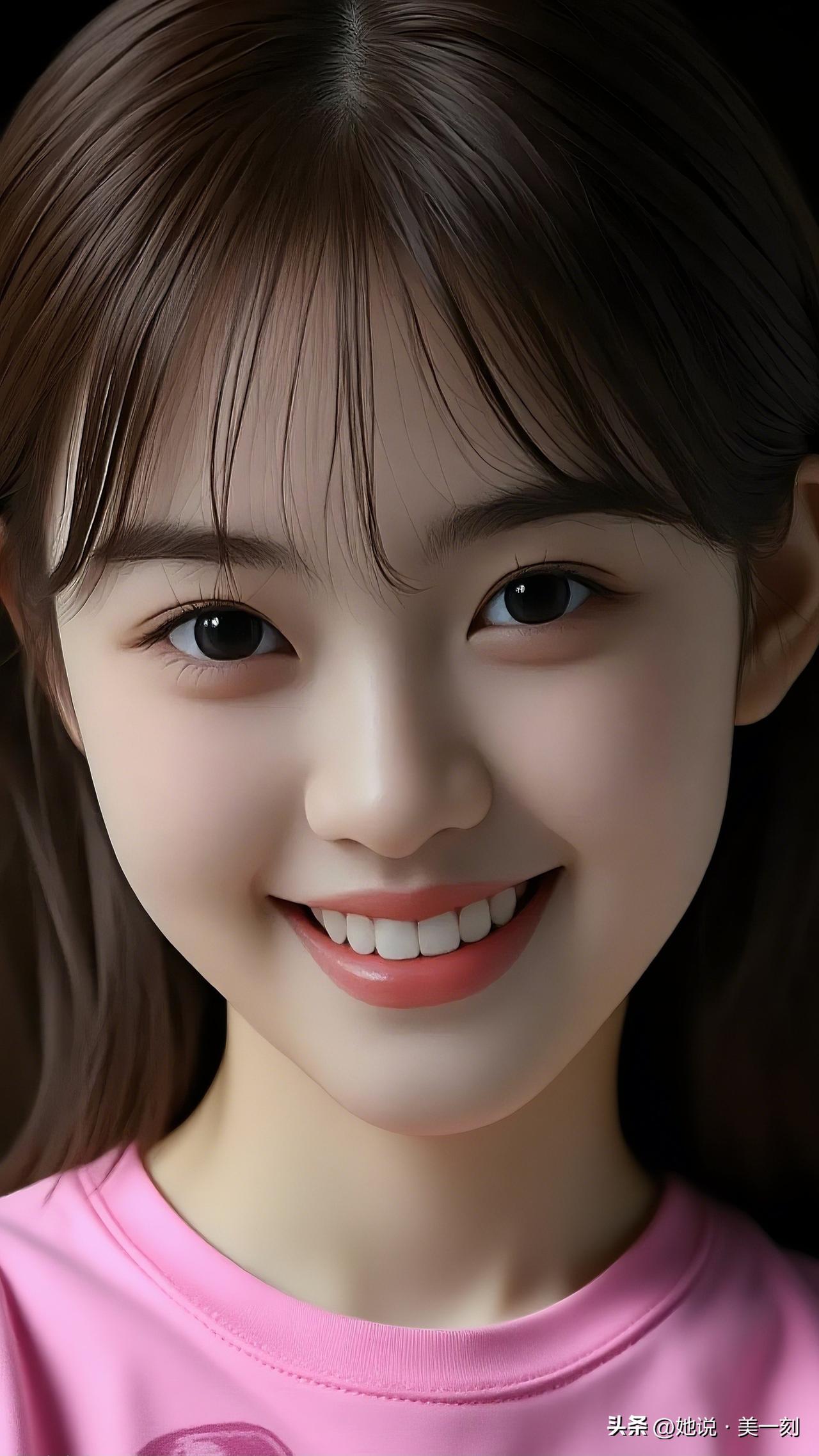 微笑女孩，甜美可爱，活力T恤，阳光明媚的一天。共享美人靓照