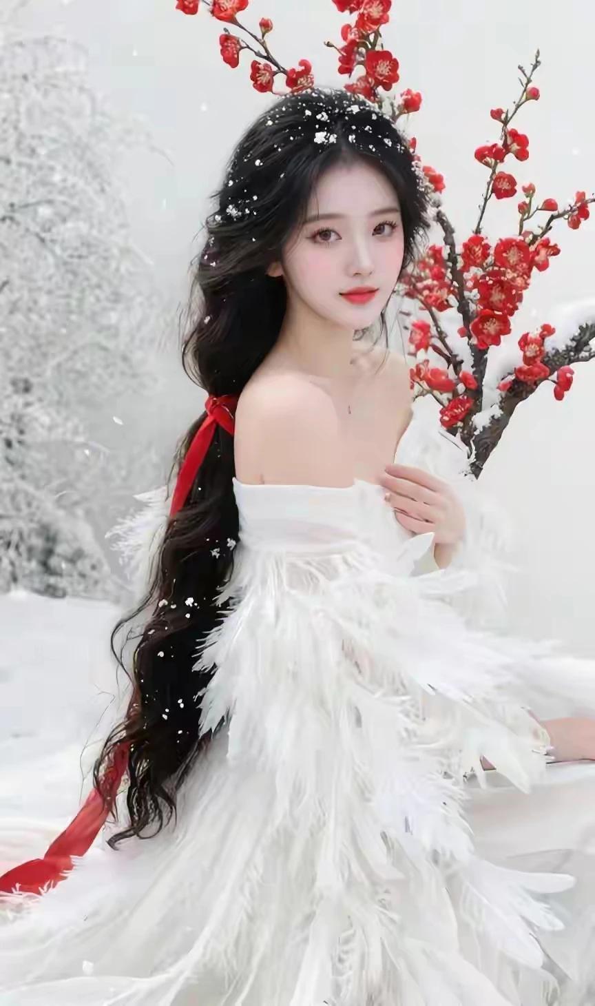梅花欢喜漫天雪，
瑞玉佳丽喜迎春。